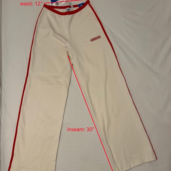Adidas Straight Pant Cream with Red Outline - HL6561 - Size S - Picture 2 of 4